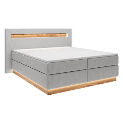Selsey Boxspringbett OSKI in Hellgrau, Liegefläche 140x200 cm – Bonellfederkern